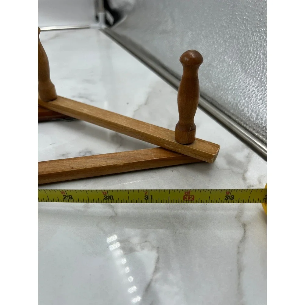VTG Wood Accordion Wall Rack Expandable 10 Peg Hat Coat Mug Rack Natural Wood